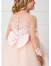 Beaded Lace Tulle Flower Girl Dress With Detachable Train